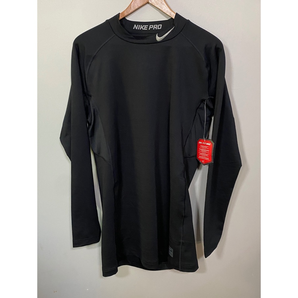 NWT Nike Pro Compression Shirt Mens XXL Black Dri-FIT Max Long Sleeve Mock Neck